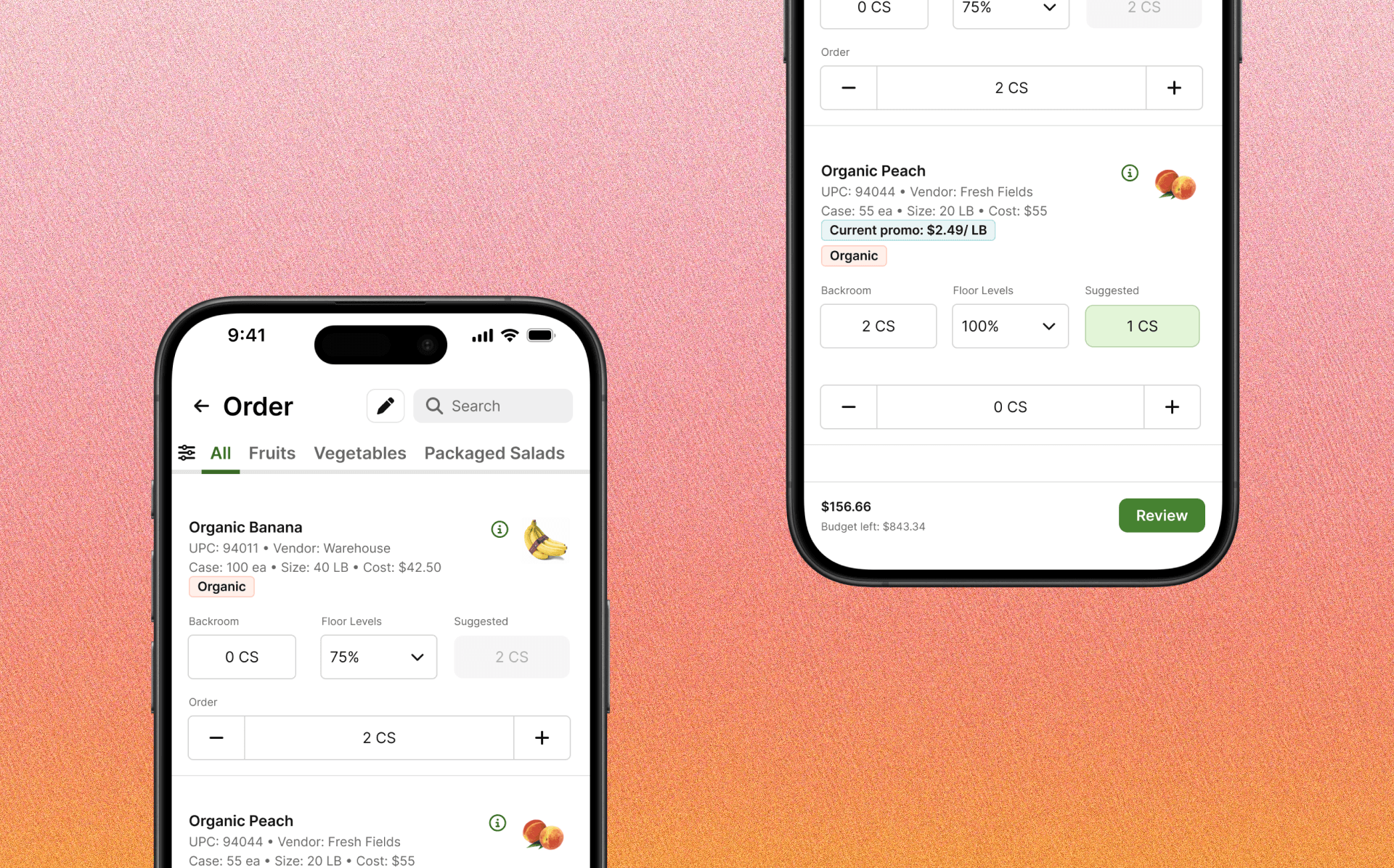 Ordering app on two iPhones
