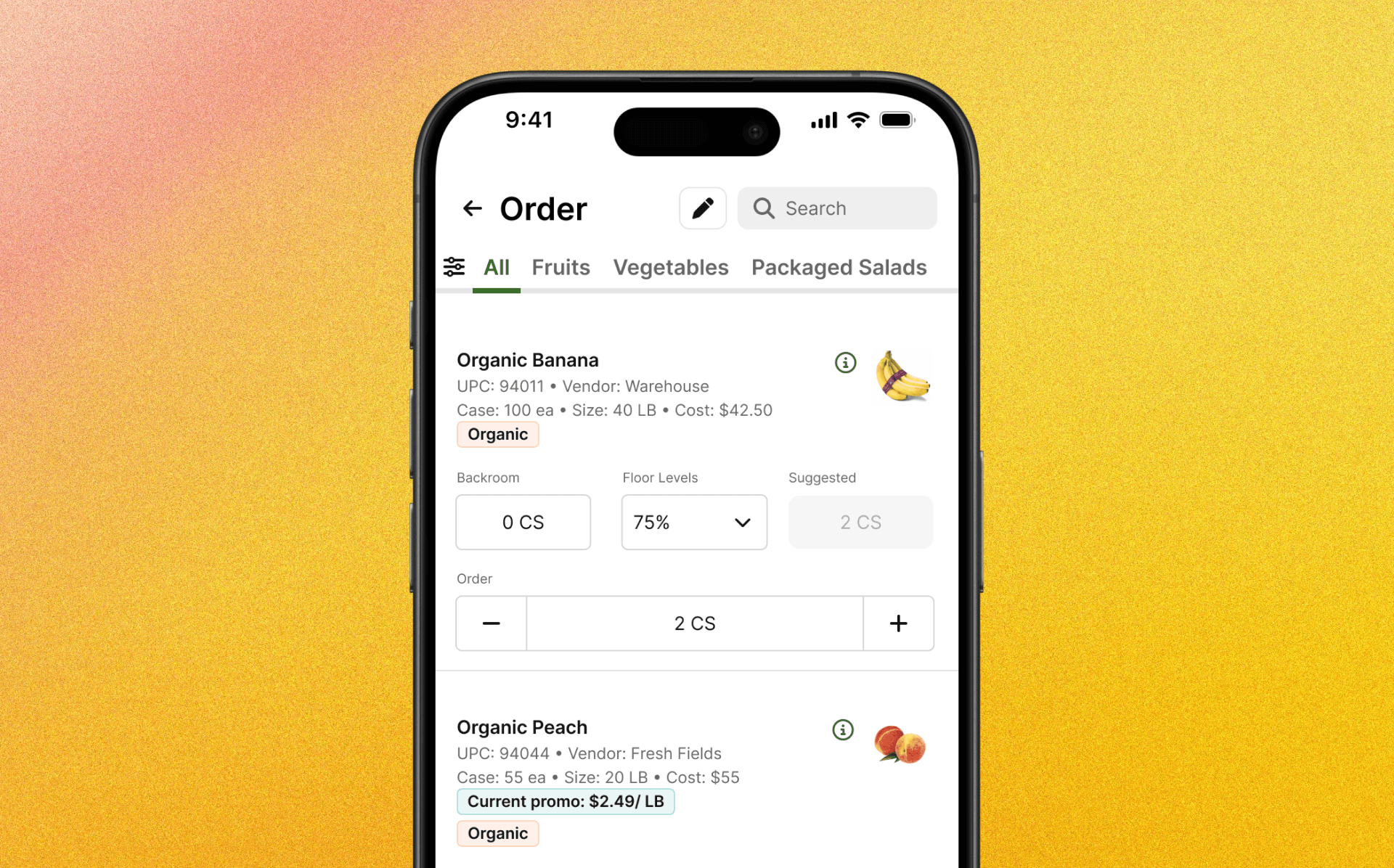 Ordering app on iPhone