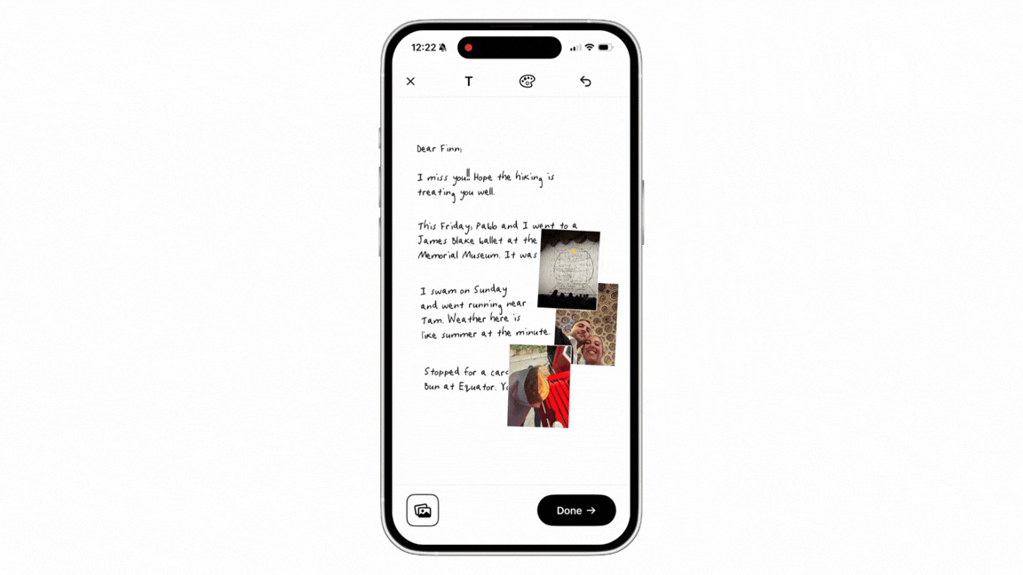 Arrange photos and text